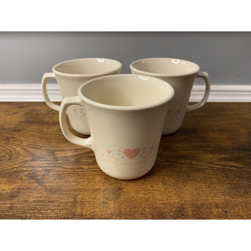 Vintage Corelle Corning Ware Coffee Cups Forever Yours Pattern Vintage Set of 3